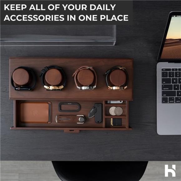 Watch Holder And Display Case/Box Organizer with Drawer for Accessories - Wooden - Picture 3 of 6
